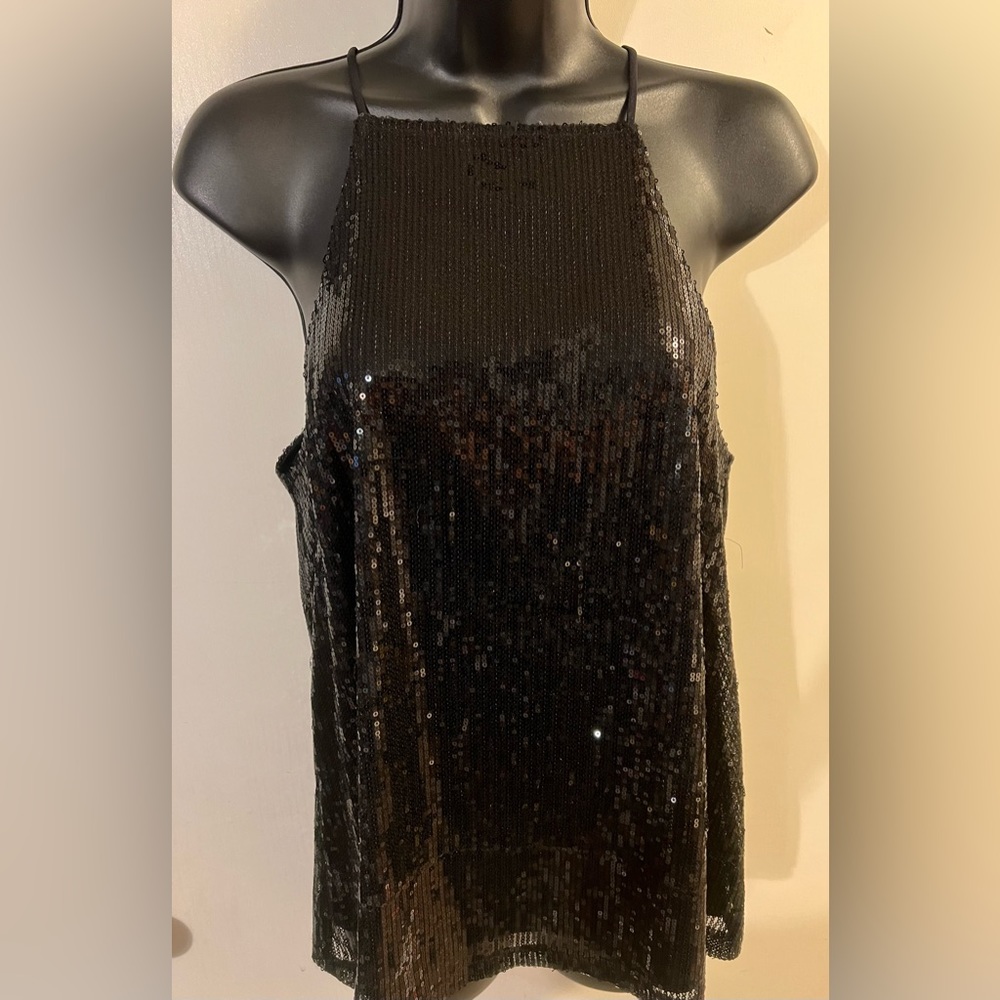 Peach Love California black sequined tank top